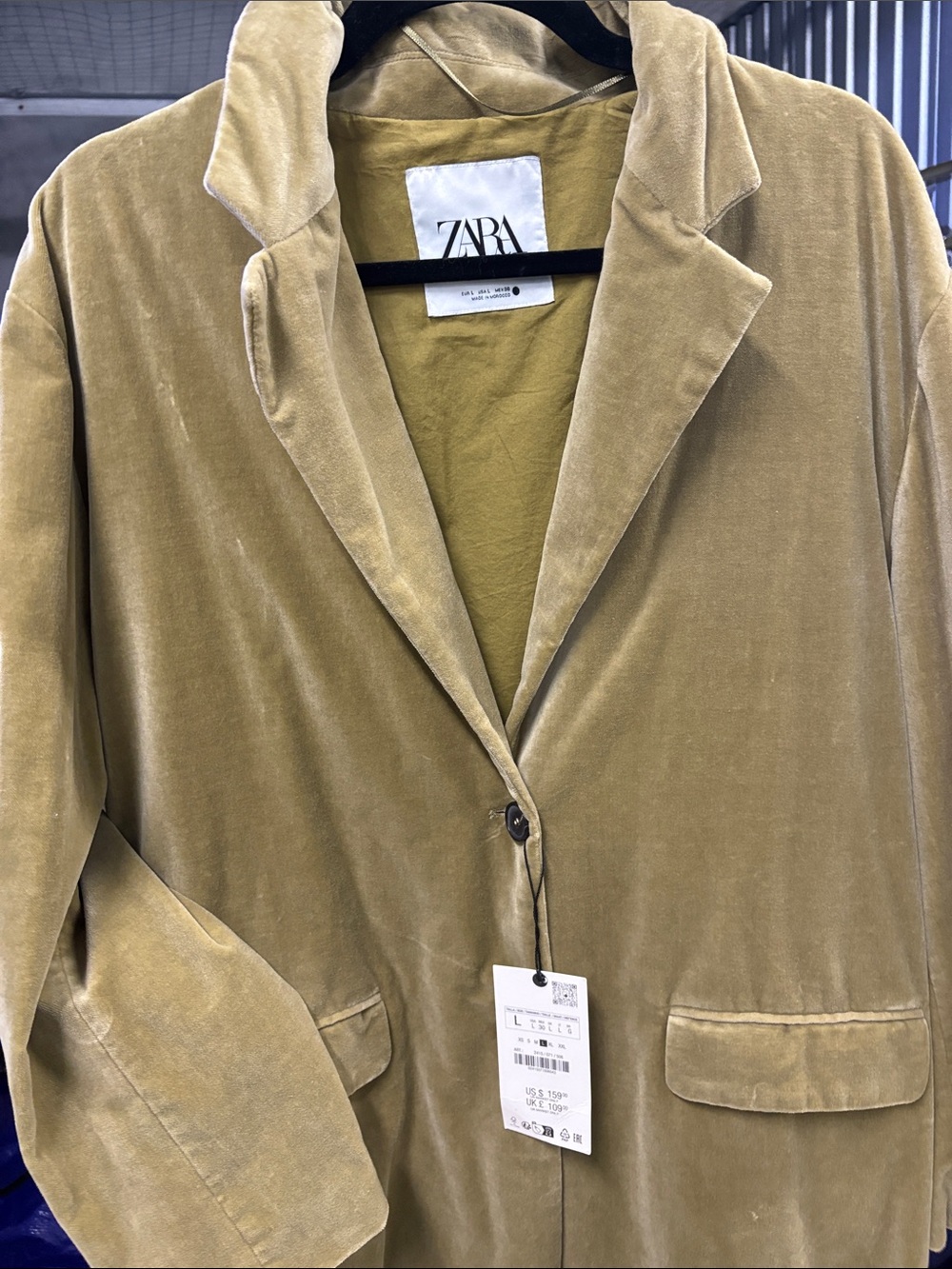 NWT ZARA VELVET COAT ZW COLLECTION LIGHT KHAKI! SIZE 2 SMALL & 1 LARGE❣️Mustard - Picture 12 of 12